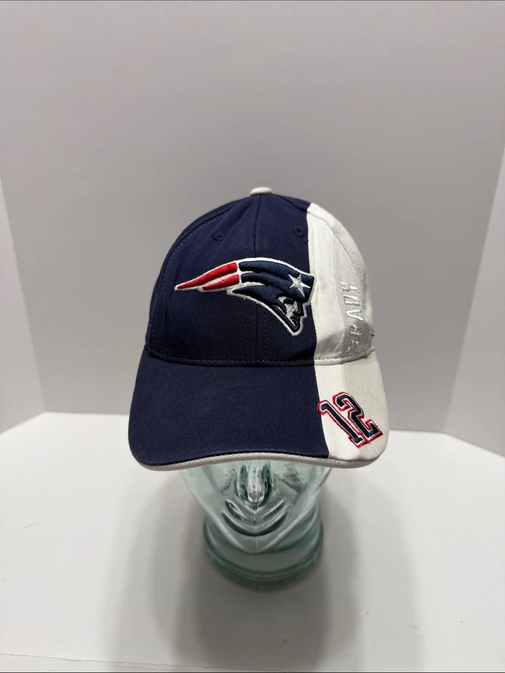 Reebok NFL Navy and White Vintage New England Patriots Tom Brady #12 Kids Hat